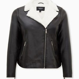 TORRID Leather like fleece lined jacket